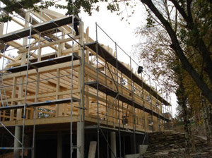 Houten balkenstructuur